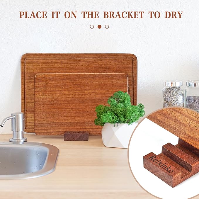 Solid Teak Wood Cutting Board Set One Piece Non Glued Extra Large Thick Crack - Image 6