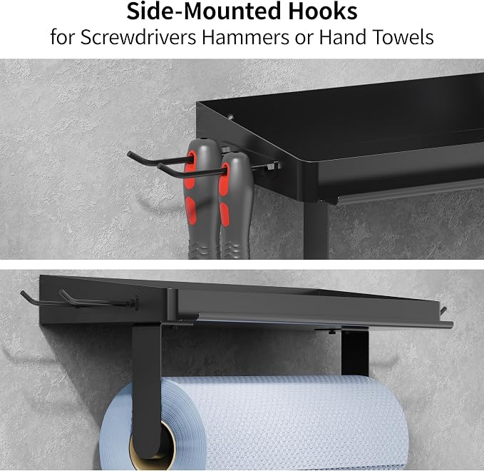 ZUNTO 3-in-1 Wall Mount Garage Paper Towel Holder - Image 4