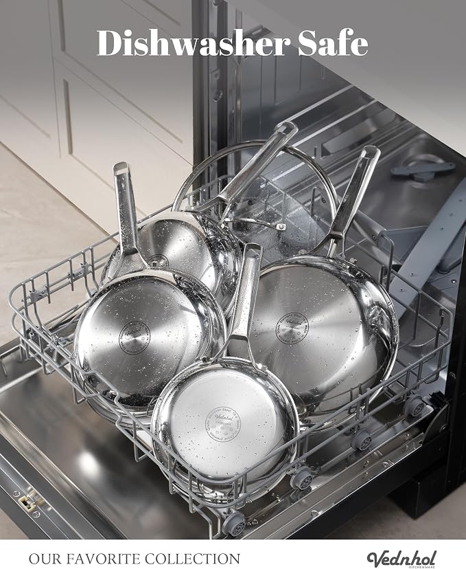 Stainless Steel Pan with Lid, 12 Inch Stainless Steel Frying Pan, Tri-Ply - Image 4