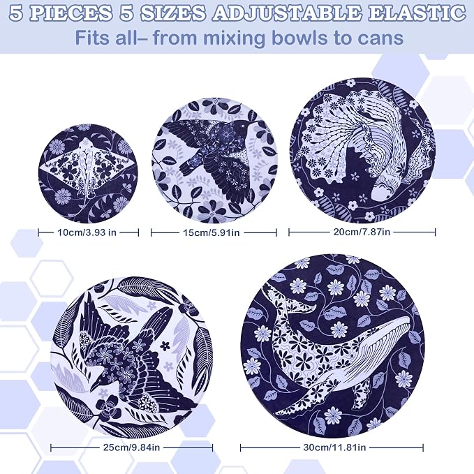5-Size Reusable Beeswax Bowl Covers - Image 2