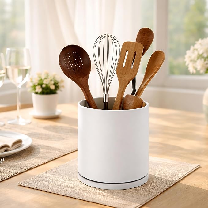D'vine Dev 360° Rotating Utensil Holder – 7.2" Kitchen Utensil Crock - Image 6