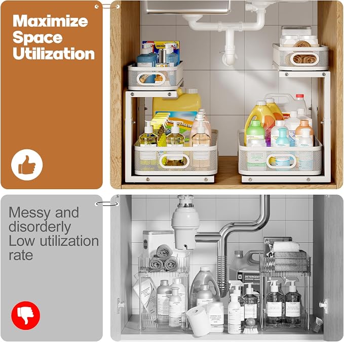 2 Pack 17.3IN-Depth Under Sink Organizer - Image 5