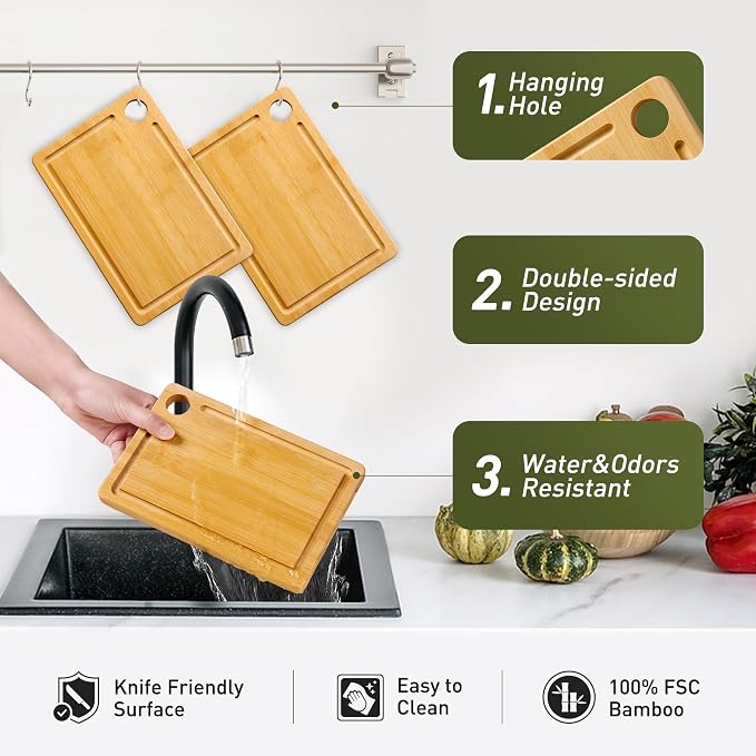 2 Pack Small Bamboo Wood Cutting Board - Image 5
