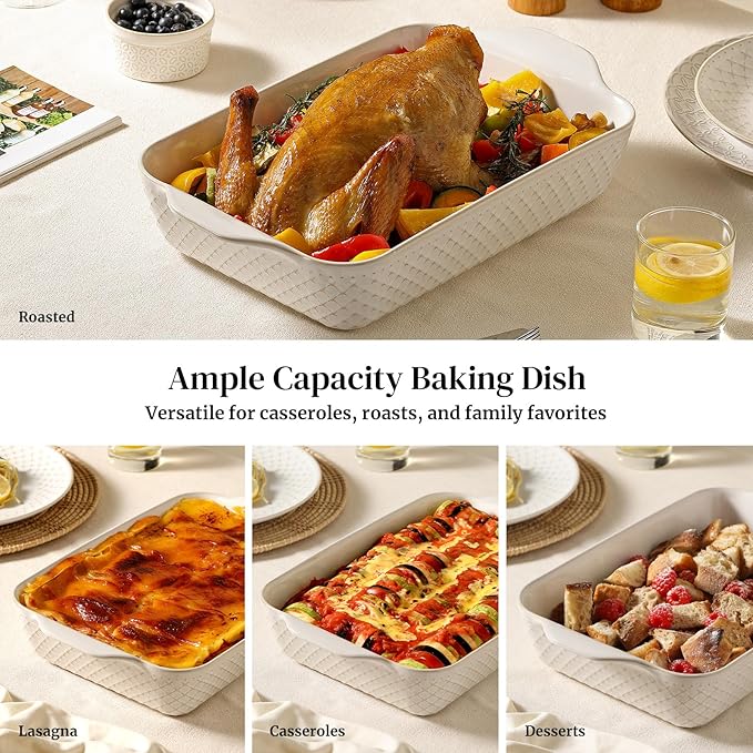 DOWAN 9x13 Deep Lasagna Baking Dish, Ceramic Casserole Dish - Image 5