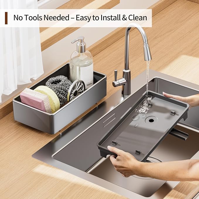 MOUKABAL Sponge Holder for Kitchen Sink – Rustproof Stainless Steel, 360° - Image 5