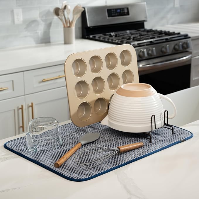 S&T INC. Dish Drying Mat XL, 18” x 24”, Absorbent Microfiber Kitchen Counter Mat - Image 2