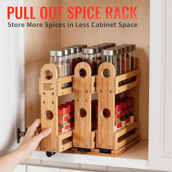 Pull Out Spice Rack Organizer for Cabinet Wide Slide Out Seasoning Rack Fits - Image 6