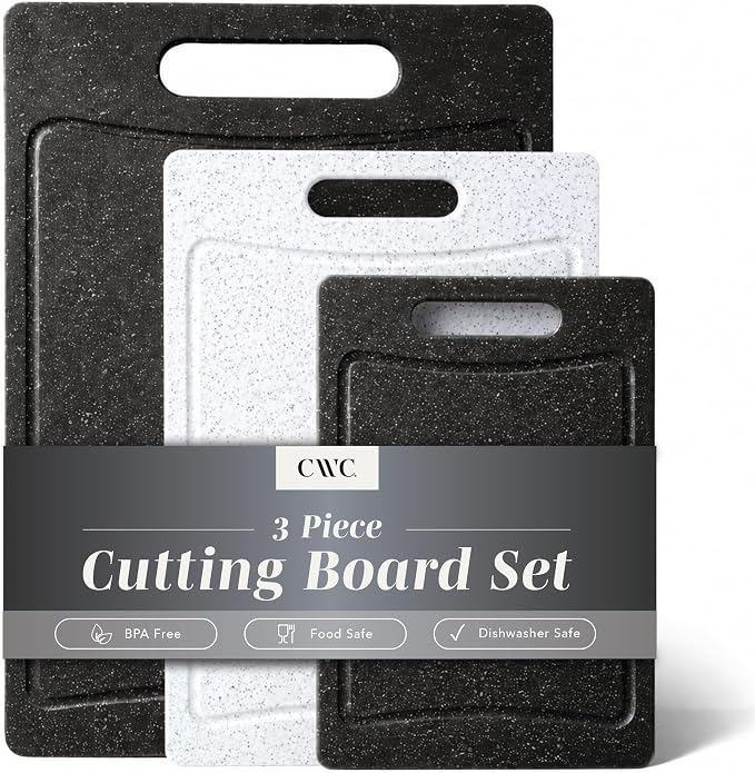 COOK WITH COLOR Non-Slip Cutting Board Set – Kitchen Essentials with Easy Grip by CookwithColor