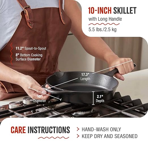 Victoria 10-Inch Cast Iron Skillet, Pre-Seasoned Cast-Iron Frying Pan - Image 6