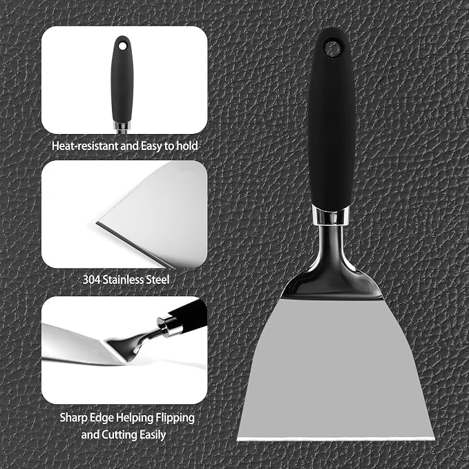 Professional Wide Turner 9.5 Inch Stainless Steel Spatula - Image 7