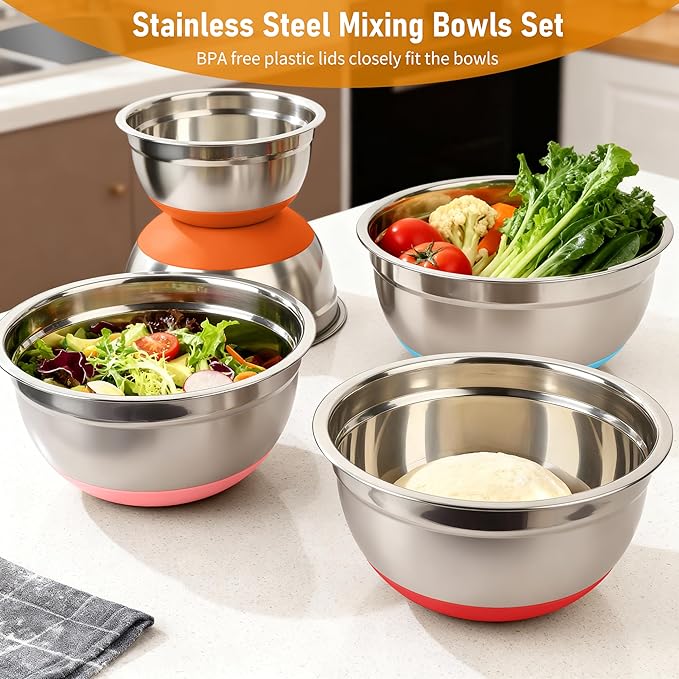 CHAREADA Mixing Bowls with Airtight Lids, Size 4.5, 0.7 qt, Fit - Image 7