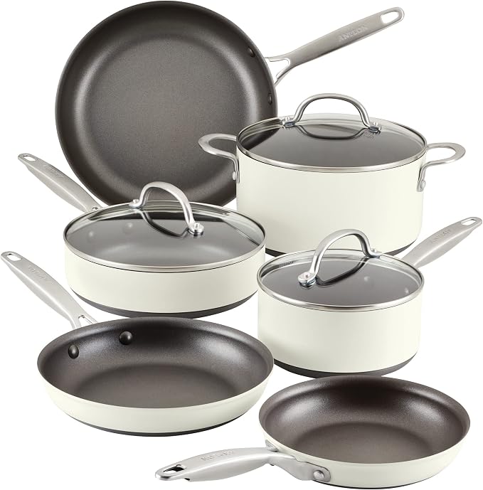 Anolon Achieve Hard Anodized Nonstick Cookware Pots and Pans Set, 9 Piece by Anolon