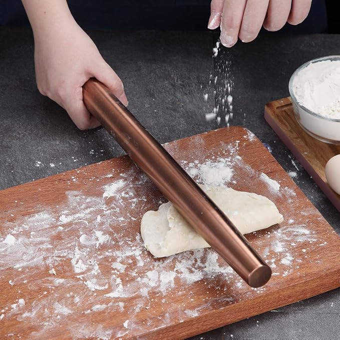 Berglander Rose Gold Rolling Pin, 16.7 Inches Stainless Steel Matte Finish - Image 9