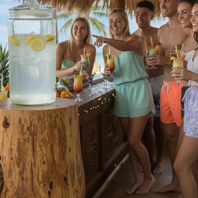 2 Gallon Glass Drink Dispenser - Image 9