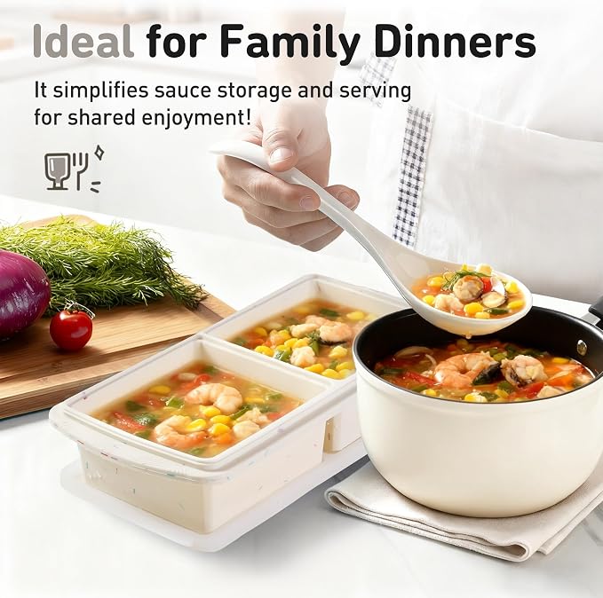 Silicone Freezer Tray with Lid Soup Freezer Container Molds with Steel - Image 8