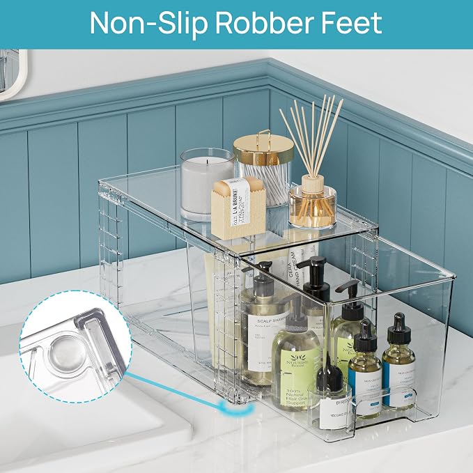 Vtopmart 6 Pack Clear Stackable Storage Drawers, Plastic Drawers - Image 7