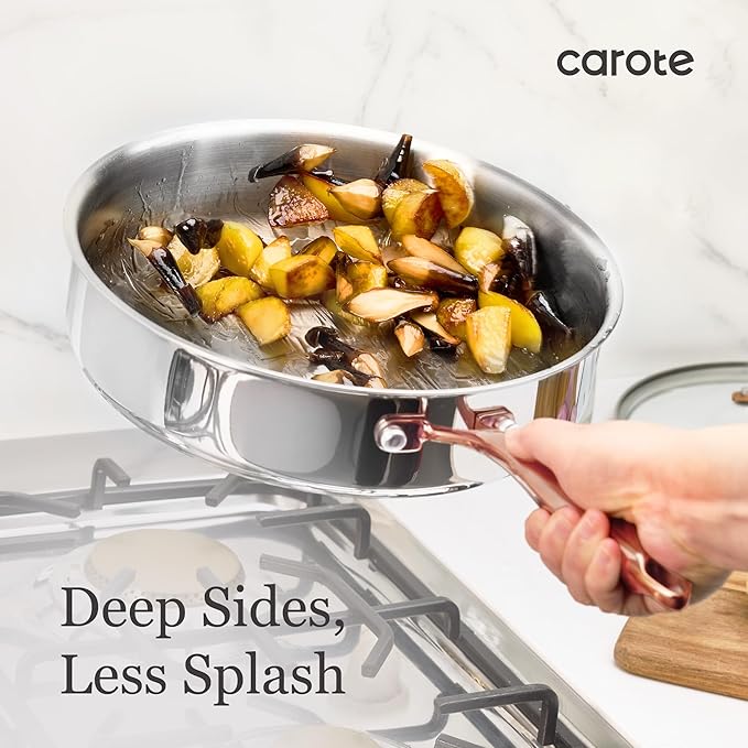 CAROTE 10" Tri-Ply Stainless Steel Deep Frying Pan - Image 5