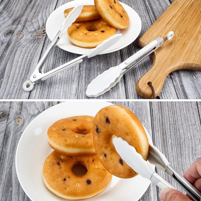 7 inch Cooking Tongs, MSY BIGSUNNY Set of 3 Mini Kitchen Tongs Silicone Serving - Image 3