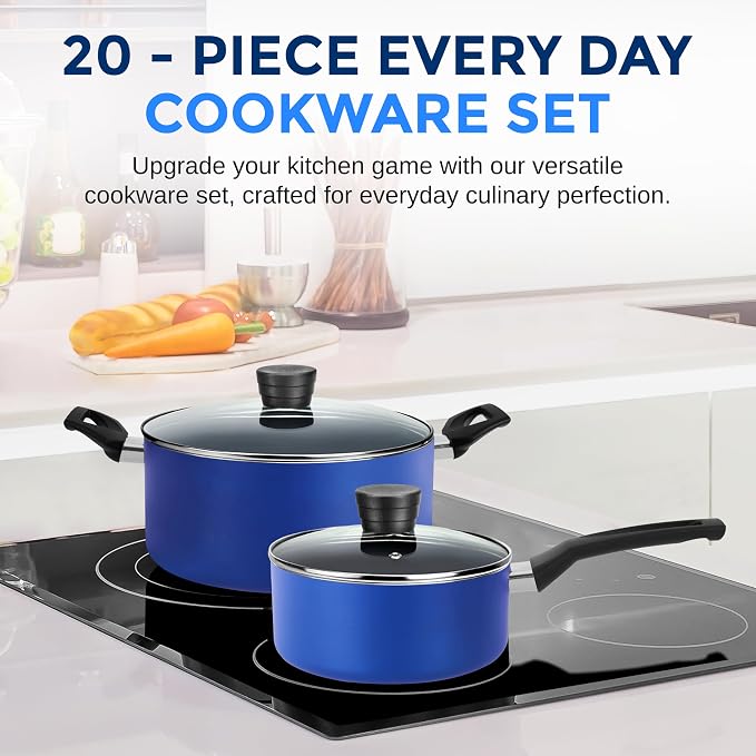 SereneLife 20-Piece Blue Cookware Set - Image 2