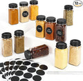 12Pcs Spice Jars with Label, 4oz Empty Square Seasoning Containers, Spice Jars by DIDITIME