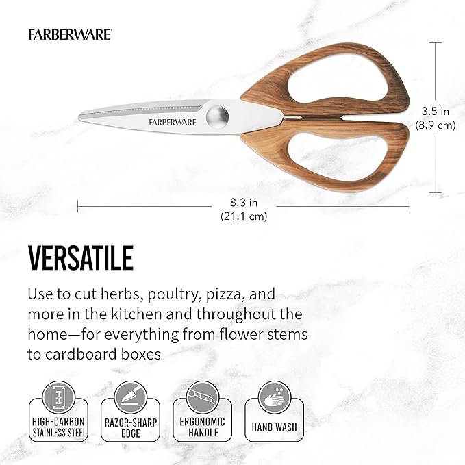 Farberware 5221282 All Purpose Shear, Pecan Wood Handles 8.2 x 3.5 x 0.5 inches - Image 6