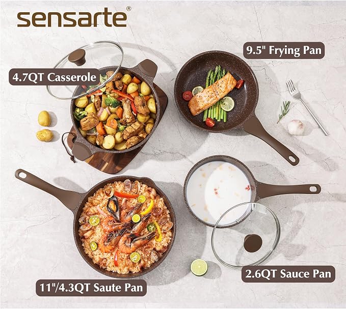 SENSARTE Nonstick Cookware Set 13-Piece, Healthy Pots and Pans Set Kitchen - Image 8