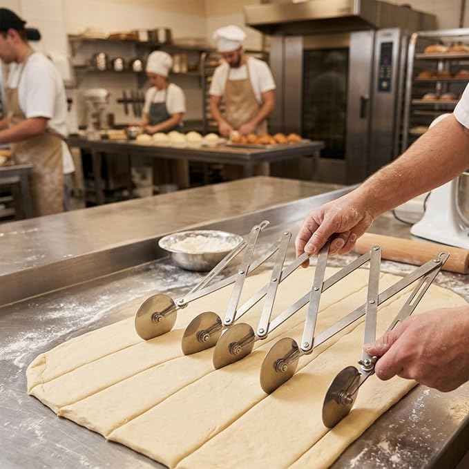 TrueCraftware- 5-Wheel Stainless Steel Adjustable Dough Divider- Pastry Cutter - Image 2