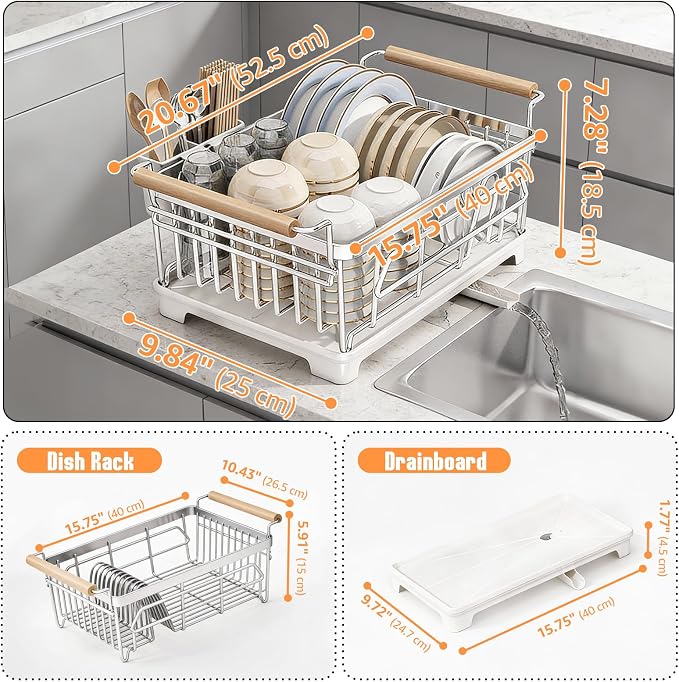 Dish Drying Rack for Kitchen Counter, Stainless Steel Dish Rack - Image 2