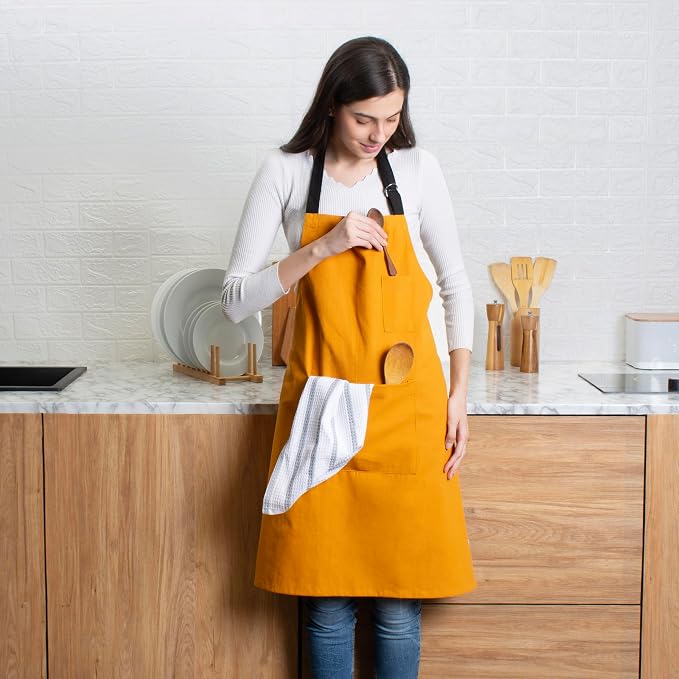 Cotton Canvas Apron for Women & Men – Adjustable Neck Strap & Waist Ties - Image 5