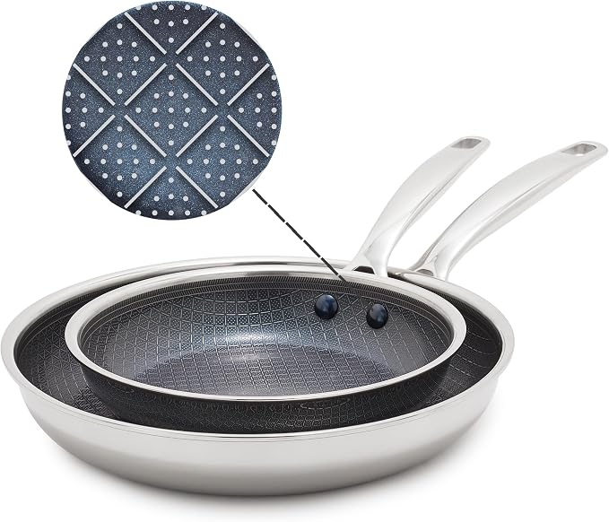 Blue Diamond Hybrid Nonstick Stainless Steel 8” & 10” Frying Pan Skillet Set by BlueDiamondCookware
