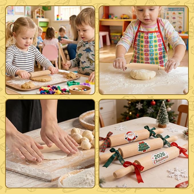 BILLIOTEAM 12 Pack 8 Inch Mini Wood Rolling Pin, Small Wooden Rollers - Image 7