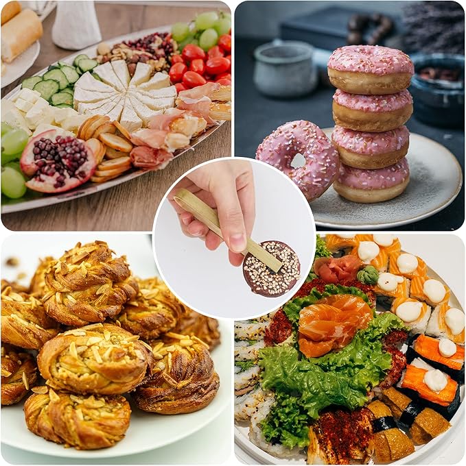 Luter 20pcs Wooden Disposable Cooking Utensils Mini Wooden Tongs Natural Toast - Image 6