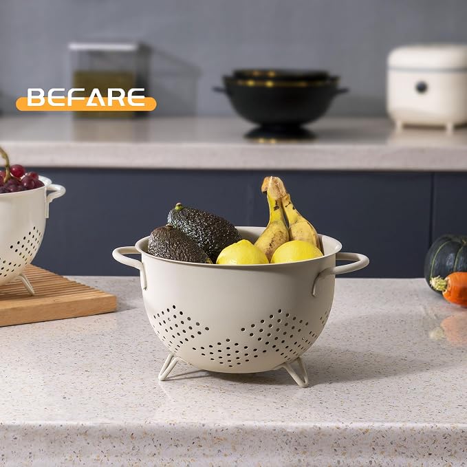 Metal Colander 5 Quart Powder Coated Self-draining Metal Strainer - Image 7