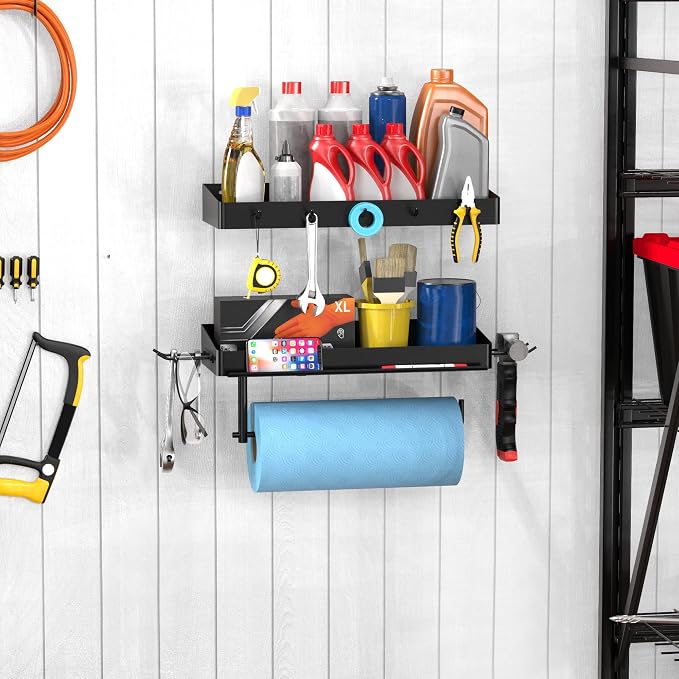 Taozun Garage Paper Towel Holder, 2 Pack Garage Organization, Shop Shelf Wall - Image 7