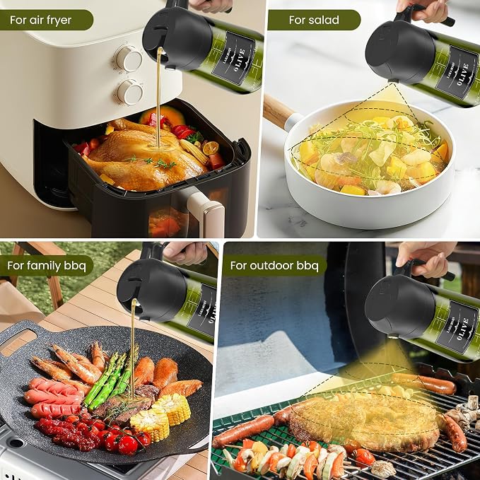 LAKUMIQI 2 in 1 Oil Sprayer for Cooking, 16oz Olive Oil Dispenser Bottle for - Image 4