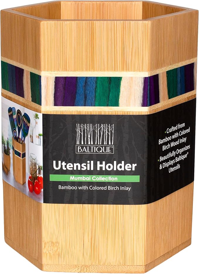 Totally Bamboo Baltique Mumbai Collection Kitchen Utensil Holder, Large Cooking - Image 7