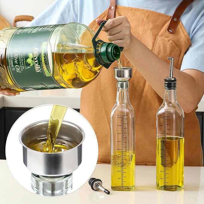 AOZITA 17oz Glass Olive Oil Dispenser Bottle - 500ml Clear -Oil & Vinegar Cruet - Image 6
