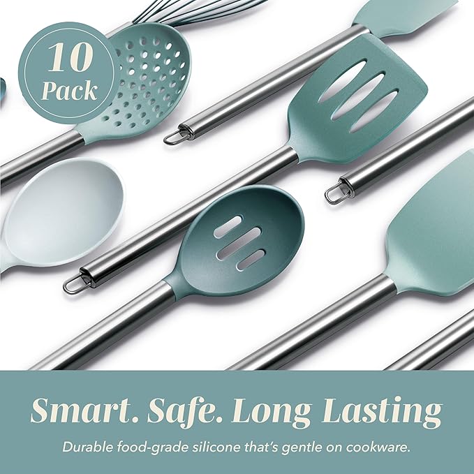 COOK WITH COLOR Silicone Cooking Utensils, Kitchen Utensil Set, Cooking Utensils - Image 3