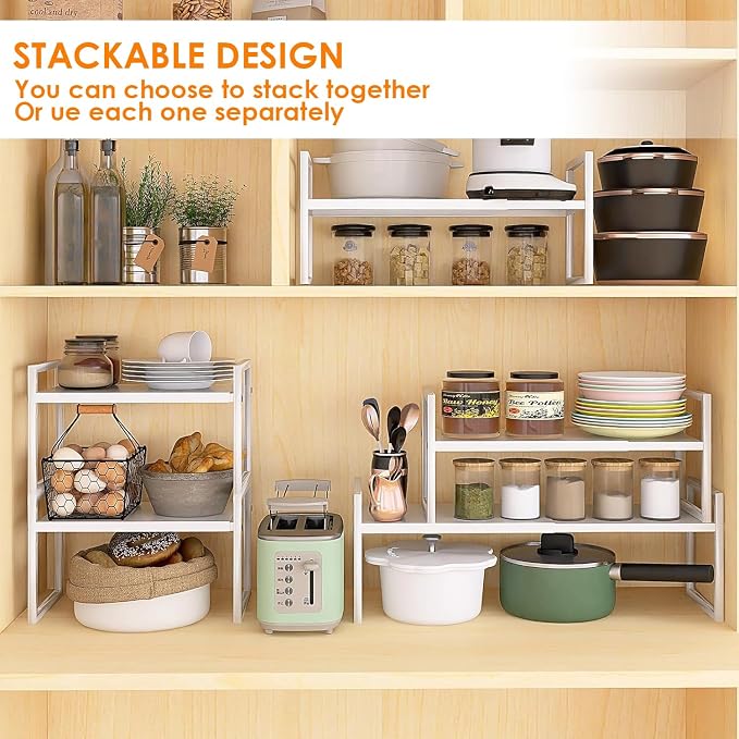 DOLALIKE Expandable Kitchen Countertop Organizer, Stackable Cabinet Shelf - Image 7