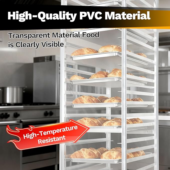 BIEAMA Bun Rack Cover – 20 Tier Commercial Bakers Racks Sheet Pan Rack Cover PVC - Image 4