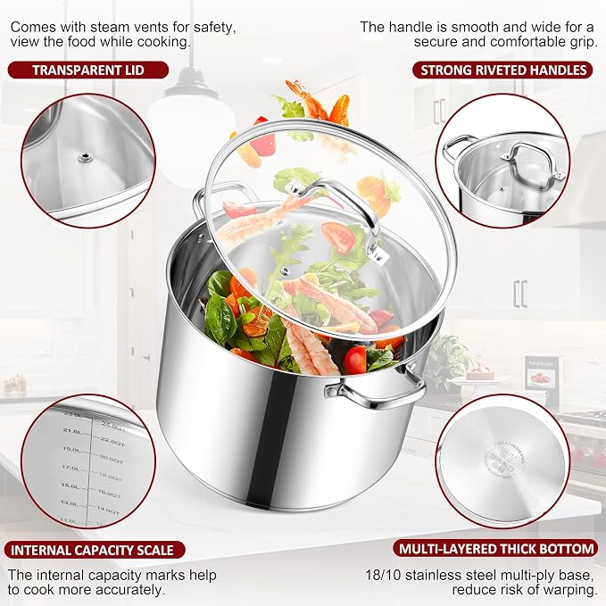 Herogo 24-Quart 18/10 Stainless Steel Stock Pot - Image 3