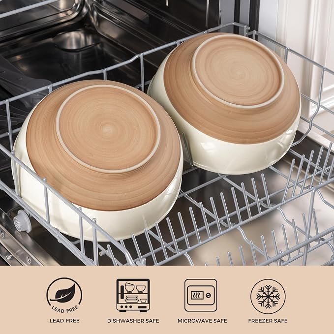 AmorArc 9.8’’ Ceramic Serving Bowls, 90 OZ Extra Large Salad Bowls Set of 2 - Image 9