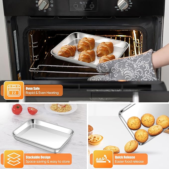Homikit 2 Pack Baking Sheet, 10 x 8 Inch Stainless Steel Cookie Tray Set - Image 6