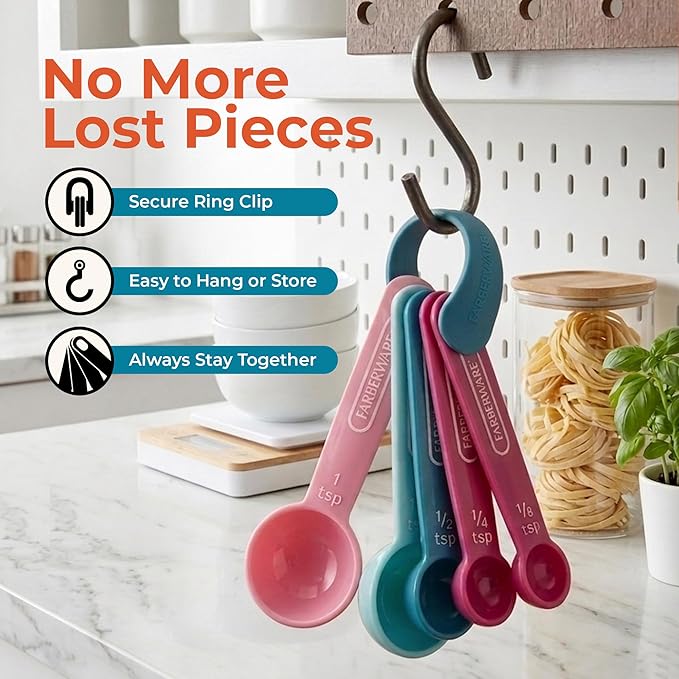 Farberware Kitchen Basics Measuring Cup & Spoon Set, 9-Piece Colorful Nesting - Image 6