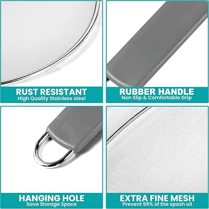 13" Grease Splatter Screen for Cooking | Stainless Steel Oil Splatter Guard and - Image 6
