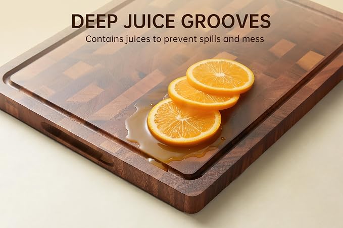 Walnut Cutting Boards for Kitchen, End Grain Wooden Cutting Board Double Sided - Image 3