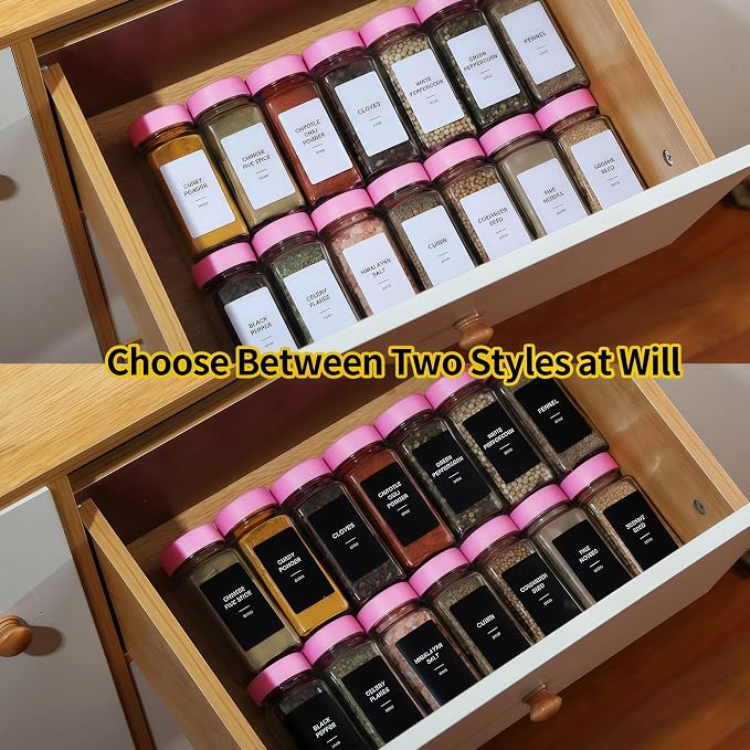 36 Glass Spice Jars with Label-4oz Spice Containers with Pink Lids and Shaker - Image 6