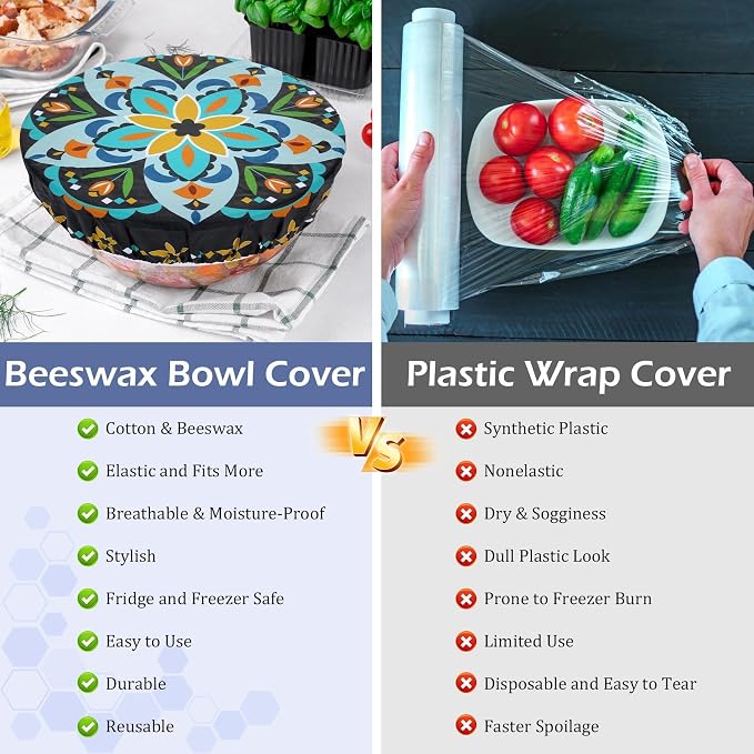 5-Size Reusable Beeswax Bowl Covers - Image 7