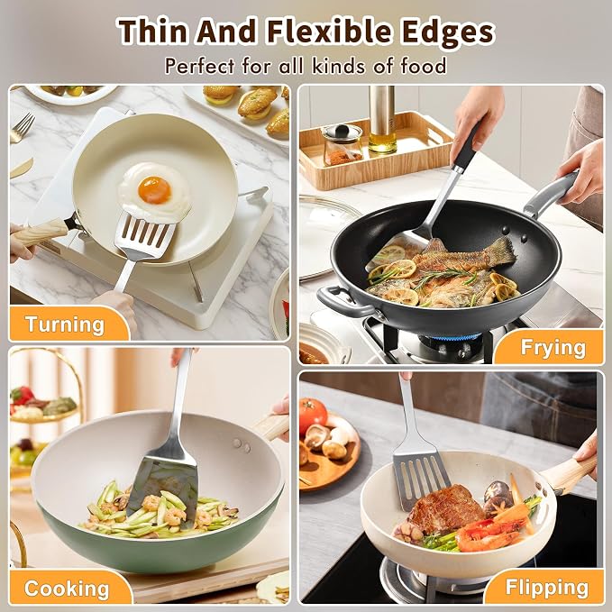 Stainless Steel Spatula, Metal Spatula Solid Turner, Heavy Duty Sturdy Spatulas - Image 7
