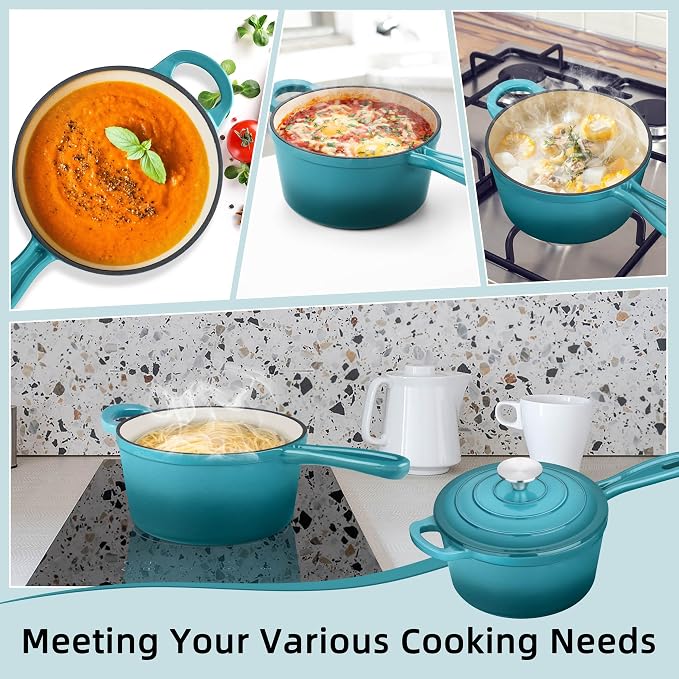 HaSteeL 3 QT Cast Iron Saucepan, Enamel dutch oven - Image 7